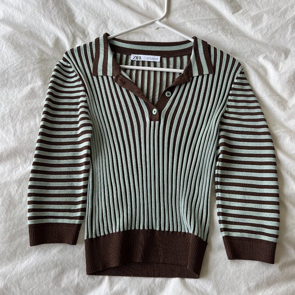 Striped brown and mint top